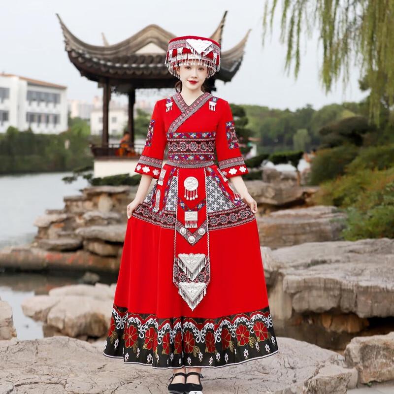 Women s Miao Ethnic Performance Costume 2XL