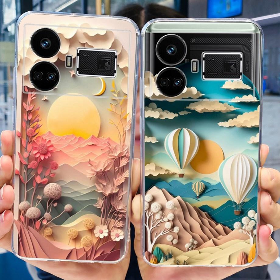 For Realme GT5 240w / GT3 / GT Neo 3 / GT Neo 5 Case Cute Cartoon Luxury Soft Silicon Transparent  Phone Case Back Cover Capas