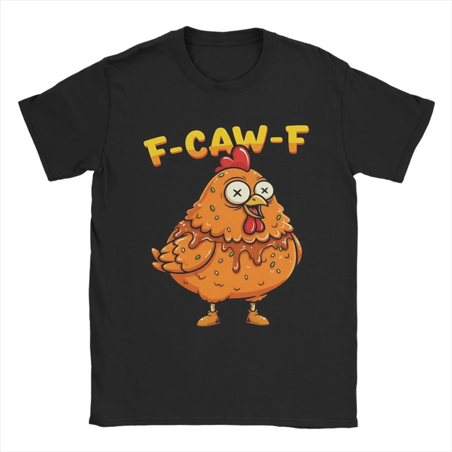 

Funny Meme Chicken F-Caw-F T Shirts s Pure Cotton Vintage T-Shirts Round Collar Tees Short Sleeve Clothing Birthday Gift S чёрный