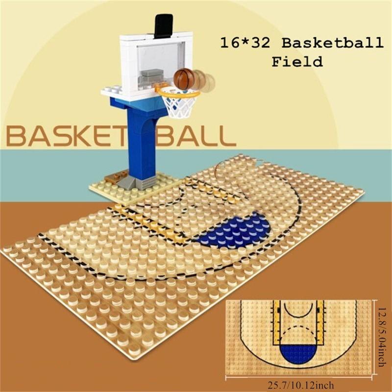Non-Toxic 1Pc 16*32 Dots Base Plate Basketball Football Baseplate For Figure Field Court Block Diy Toys Christmas Gift For Children
