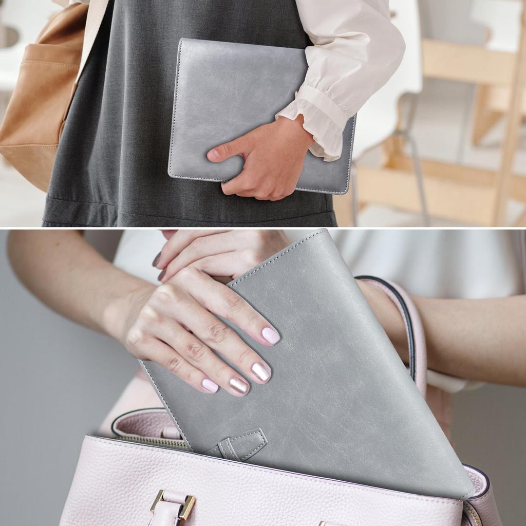 SYOUGO A5 Planner, 6-Ring Leather Organizer, Schedule Book, Notepad Cover with Refills, Card Storage, A5 Business Notebook, Office Supplies, Gray