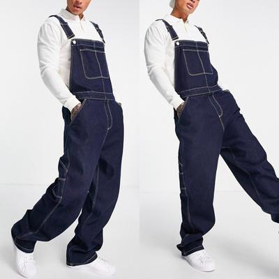 Large Size Denim Overalls Loose Men's Denim Sling Jumpsuit Jeans