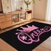Non-Slip Carpet Pink Queen Crown Area Rug Washable Carpets for Living Room Bedroom Black Background Durable Floor Mat Home Rugs