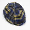 Color Check Octagonal Cap Men Women Autumn Winter Wool Warm Forward Cap British Newsboy Cap Beret