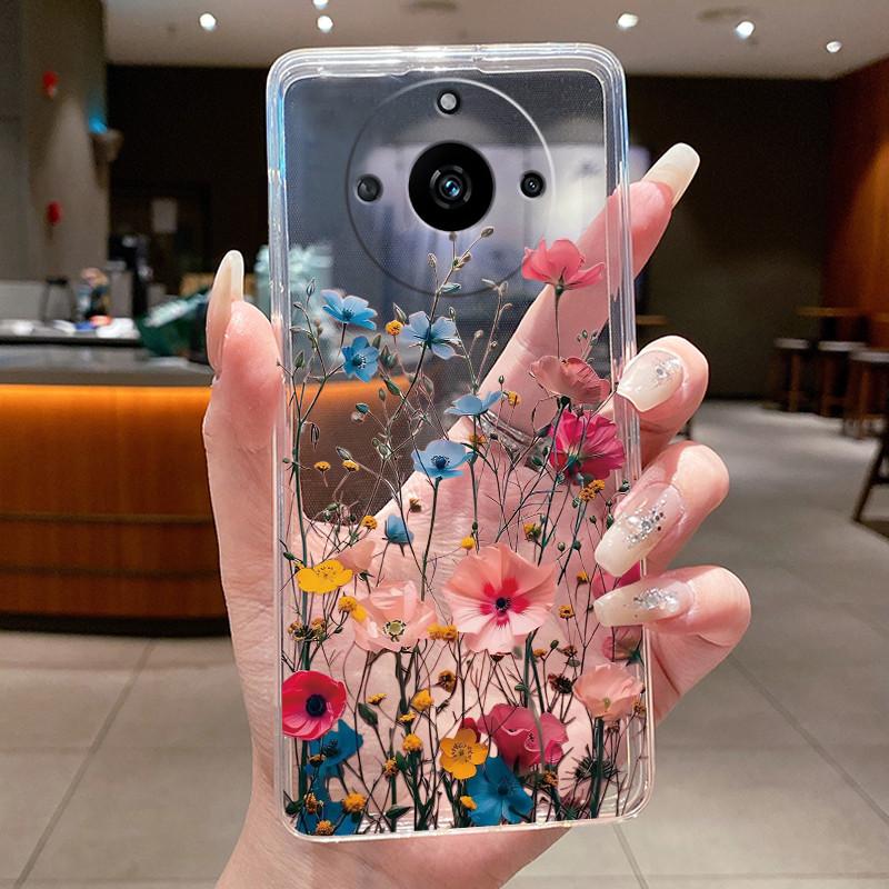 Hülle Für Realme 11 Pro+ 5G Hülle Luxus Mode Schmetterling Blume Transparent Weich TPU Silikon Handyhülle Für Realme 11 Pro Plus Hülle