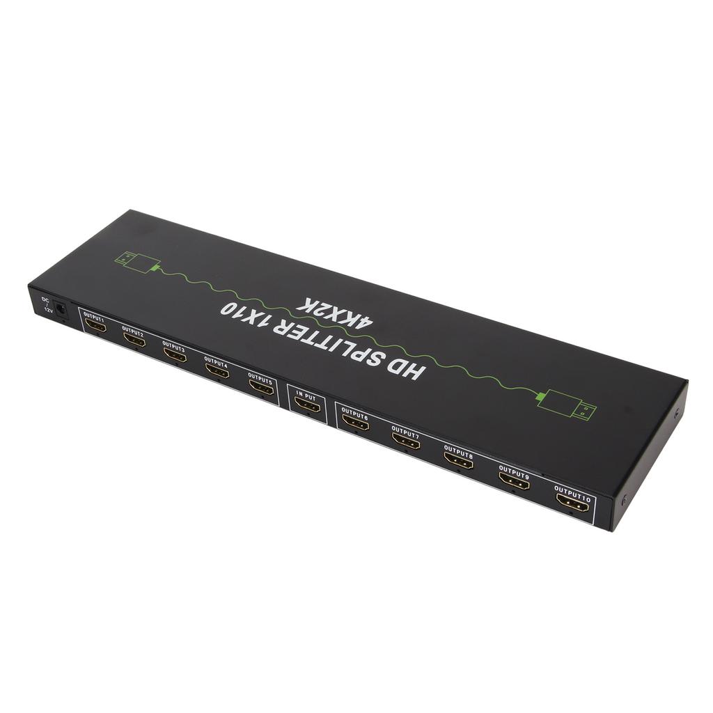 1 In 10 Out HD Multimedia Interface Splitter Support 4K 30Hz 3D Sound Video Sync 10 Way HD Video Splitter 100‑240V EU