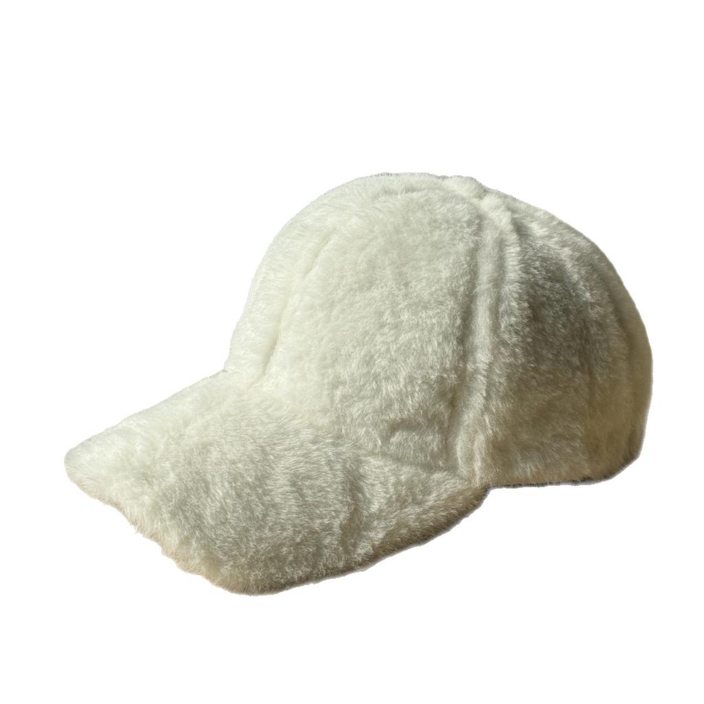 Korean-style rabbit fur baseball cap for women, warm solid color hat for autumn and winter, versatile plush cap for men, makes the face look smaller,