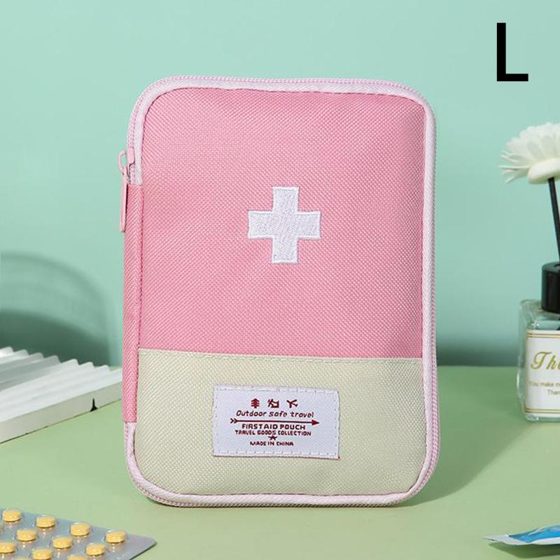 

1 шт. Мини портативная сумка для лекарств, дорожная аптечка первой помощи, сумка для хранения лекарств, набор для выживания, аптечка для экстренной помощи на открытом воздухе, кемпинг L розовый