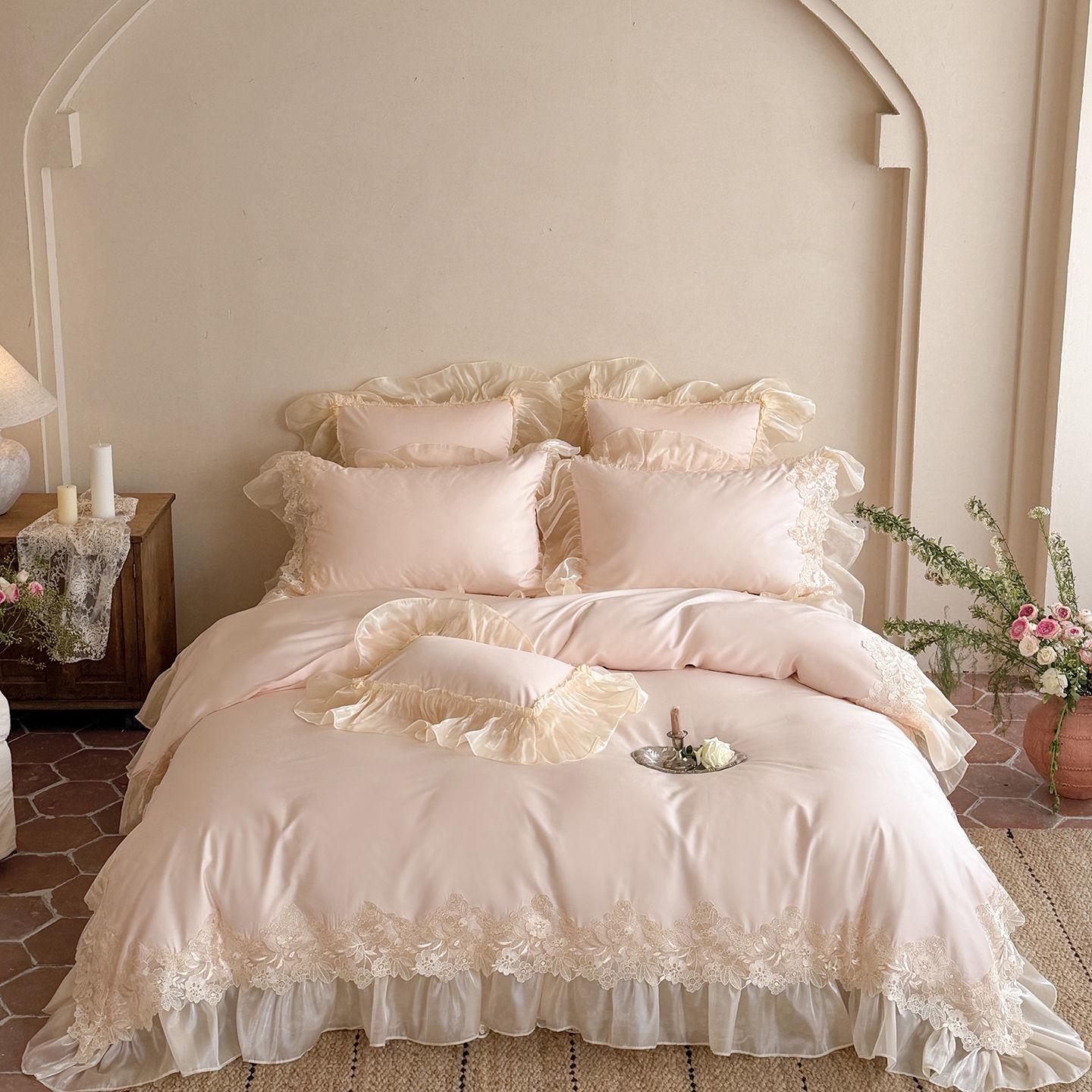 French Lace Cotton 4-Piece Princess Bedding