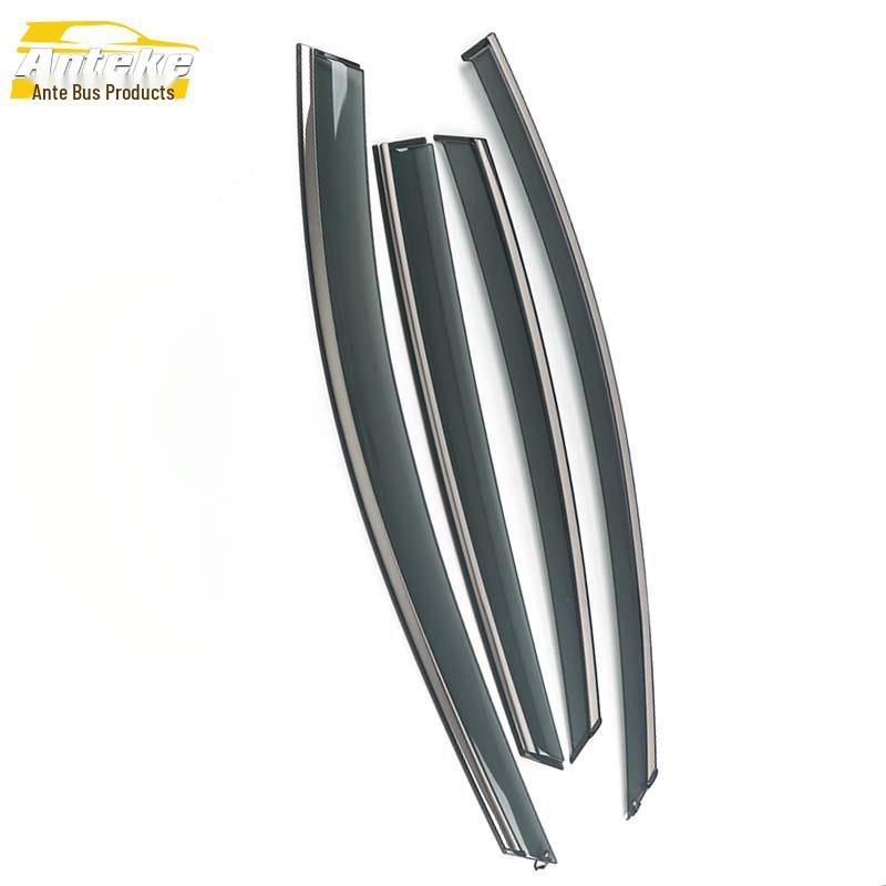 Qin Pro PC Plastic Rain Deflector with 3D Stainless Steel Bright Strip - Exterior Car Decorative Patch