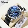 CHENXI 972 Fashionable Men's Quartz Watch Multi Functional Timing Stopwatch Calendar Night Light Moon Phase Leisure Men's Clock