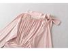Women's French Retro Tie-Up Slim Fit Cropped Shirt - Stand Collar, Long Sleeve, High Waist (Spring/Autumn)