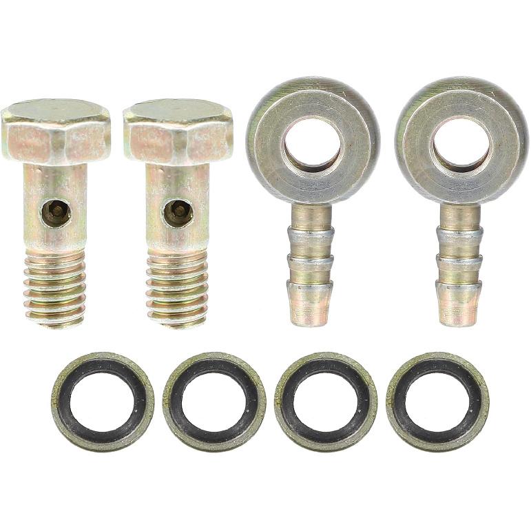 Banjo Bolt M6x1 Banjo Hose Barb Bolt Fittings Brake Line Fitting Adapter with Copper Washers for Motorcycle Car (Set of 2)