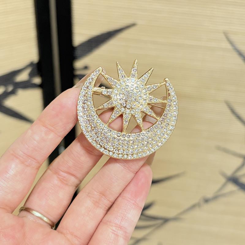 Luxury Shiny Sun Moon Brooches For Women'S Clothing Coat Accessories Gifts