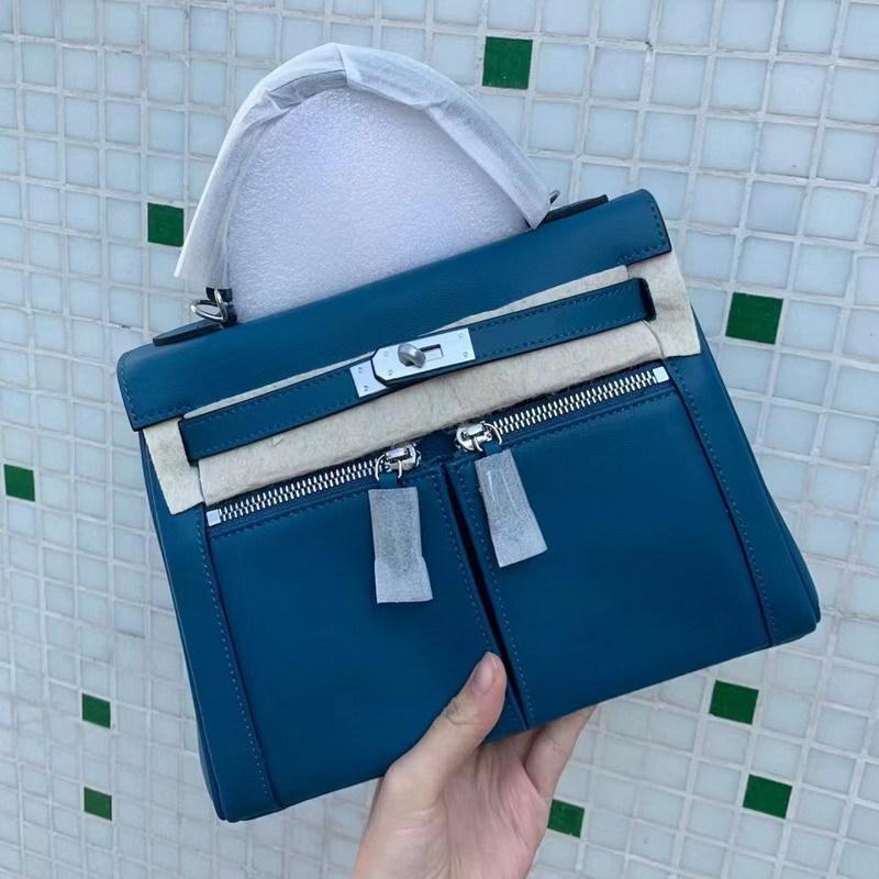 Zweilagiges Rindsleder Swift-Leder 25-28CM Doppeltasche Kelly Reißverschluss Damen Tasche (M06KL)