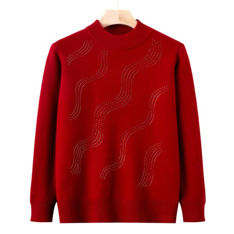 Mom Winter Clothes New Plush Thickened Sweater Year Old 0 Middle and Old Women's Bottoming Shirt Grandma Clothes