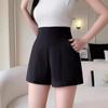 Women's Slimming A-Line Black Shorts - Summer Design, Wide-Leg, Casual, with Back Zipper for Outdoor Wear