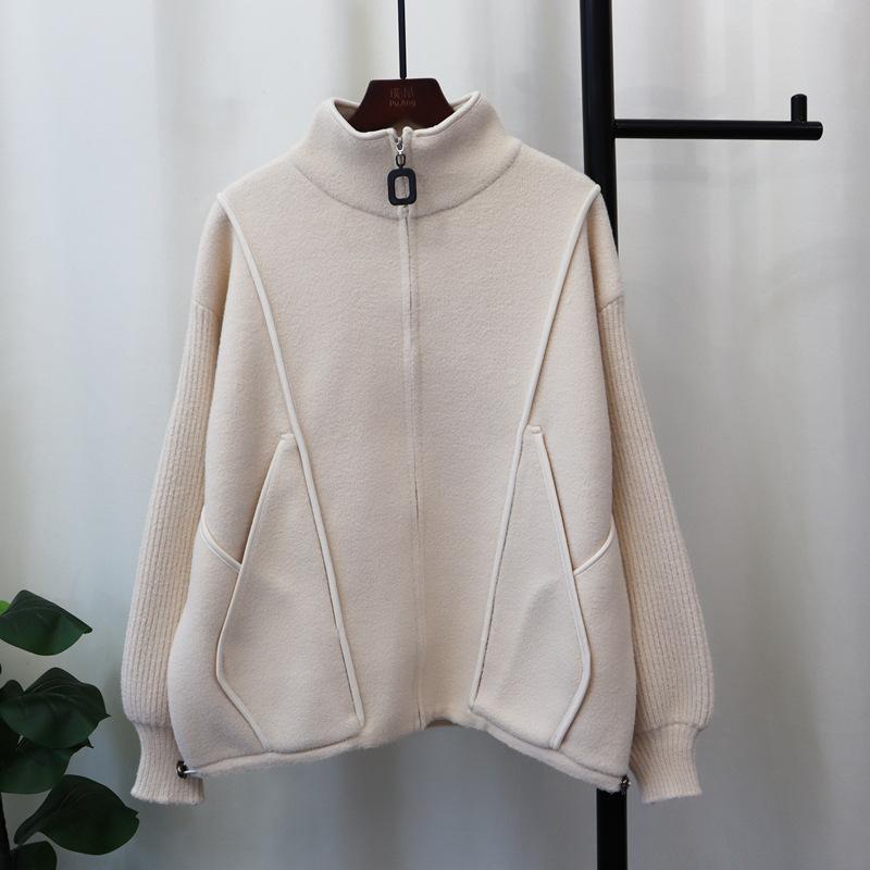 Autumn and Winter New Zipper Casual Versatile Knitted Double-sided Coat Loose Temperament Sweater Cardigan Women