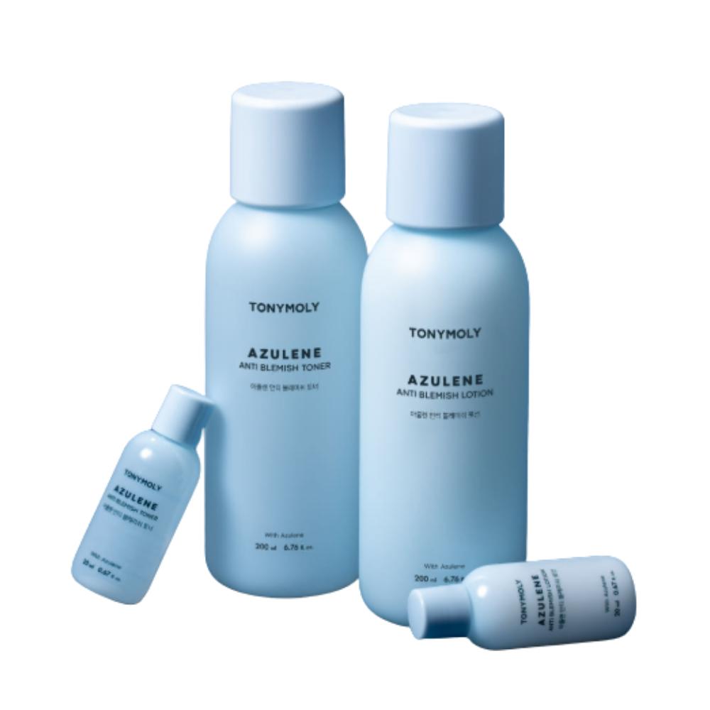 TONYMOLY Azulene Anti-Blemish Skin Care 2-Item Set - Soothing & Calming Solution for Sensitive and Acne-Prone Skin