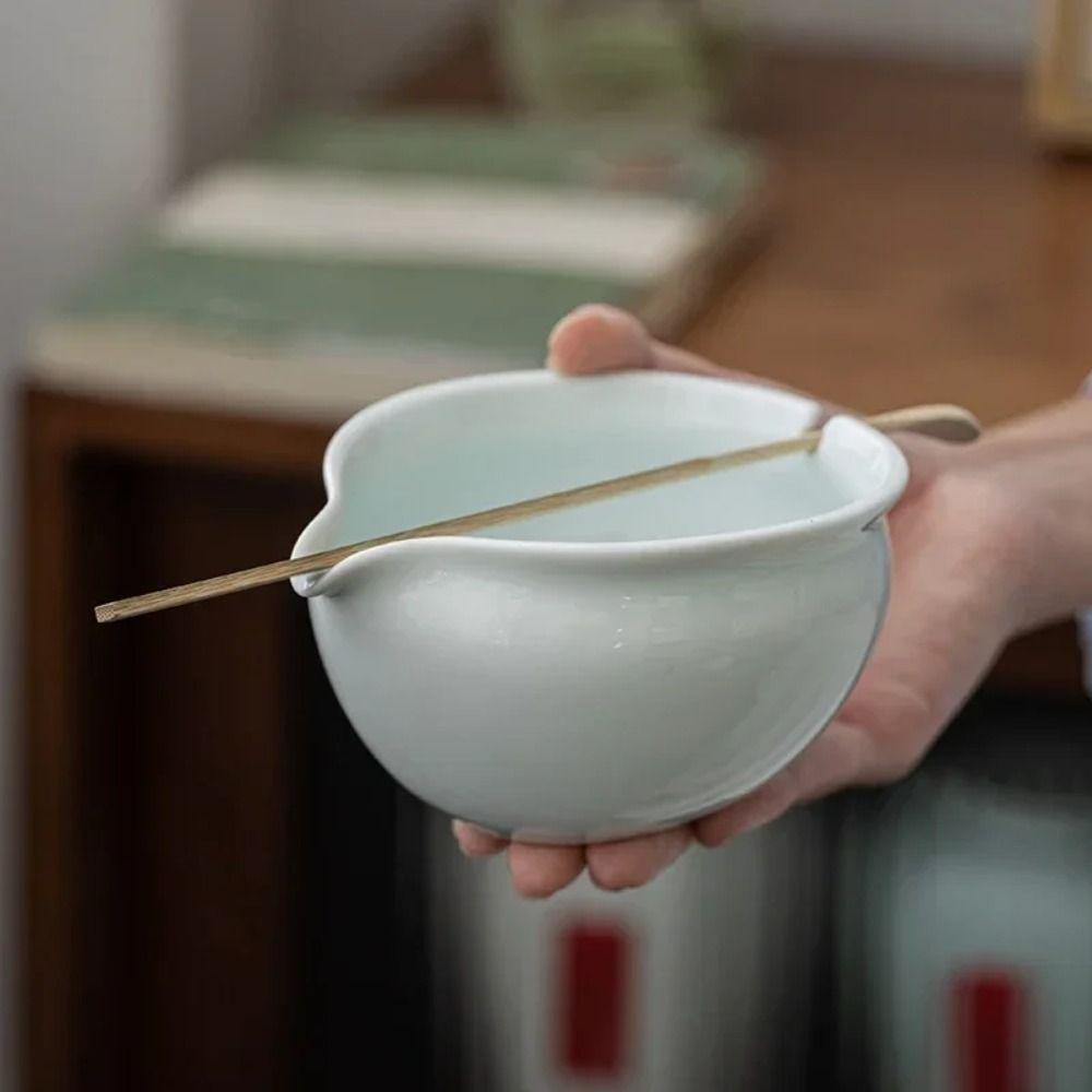 Tea-Making Tools Green Tea Mixing Bowl with Mouthpiece 2-piece Matcha Bowl Set  for Tea Lovers
