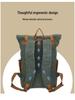 Retro Waxed Canvas Backpack with Leather Trim - Large Capacity, Pepper Salt Design, In Stock