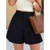 Fashion Casual High Waist Loose Solid Color Wide Leg A Line Women Shorts