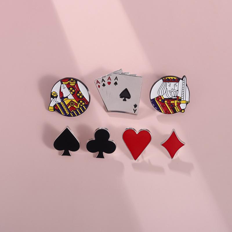 Poker Series Kaart Broche: Schoppen, Klaveren, Ruiten, Harten Metalen Reversspeld Badge.