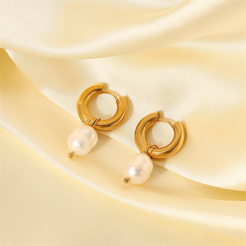 Stainless Steel Gold Plated Earrings Pearl Pendants Women's Earrings Trend Simple Pendant Earrings Party Jewelry 2025
