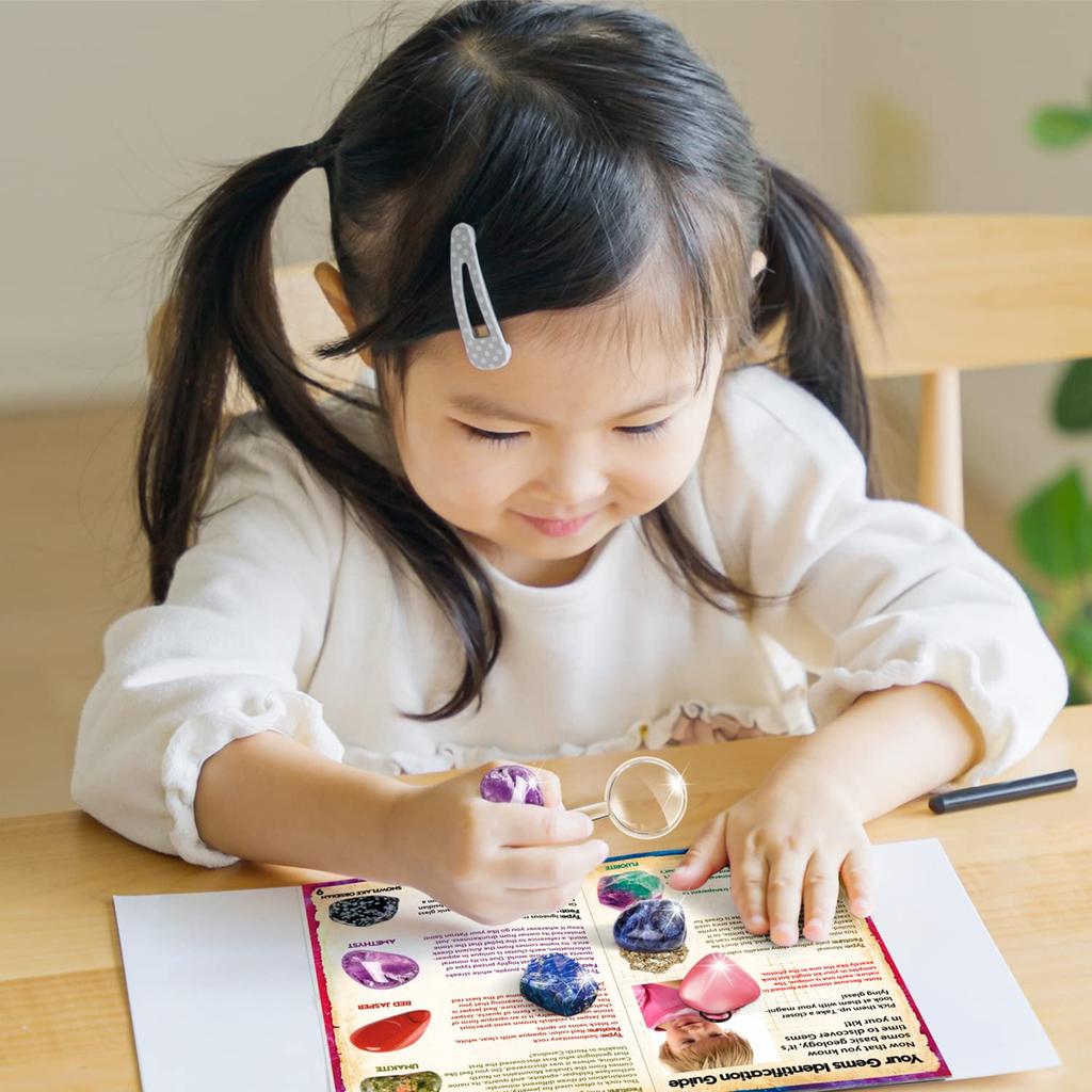 XXTOYS Edelstein Ausgrabungsset Spielzeug Kristallentdeckung Weihnachtsgeschenk Kristallabbau Erzprobe Amethyst 18-teiliges Set Kinder Geologie Geschenk