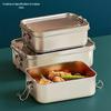 Guye Tiancheng 304 Stainless Steel Rectangular Double Compartment Lunch Boxes, 2400ml, 2-Pack