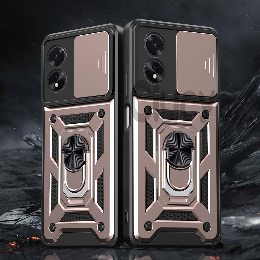For OPPO A38 4G A18 A78 A98 Kamera Støtsikkert Armor Deksel For OPPO A54 A74 4G 5G Bil Magnetisk Holder Ring Beskyttelsesdeksel