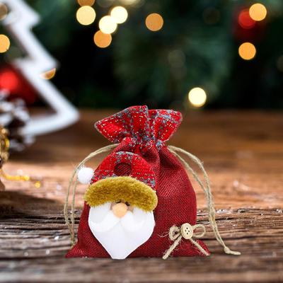 Sacchetto Regalo di Natale con Coulisse, Confezione per Dolci e Caramelle, Sacchetto Rosso per Dolcetti per la Famiglia