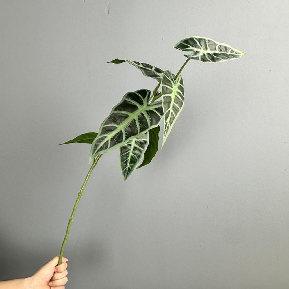 Lång gren Konstgjorda gröna växter Realistisk Handgjord Simulering Grönska Plast Konstgjord Bladgren Hemmakontor Dekor