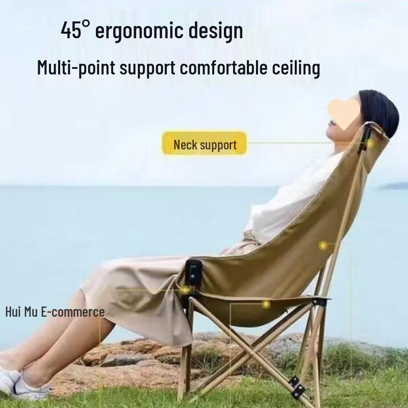 Tragbarer Falt-Mondstuhl mit hoher Rückenlehne für Outdoor, Camping, Picknicks, Strand und Angeln