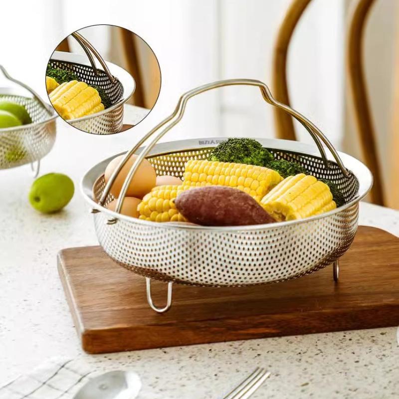 Uniwersalny koszyk do gotowania na parze ze stali nierdzewnej 304 klasy spożywczej Wkład do szybkowaru/Instant Pot Bezpieczny do mycia w zmywarce Wielofunkcyjny
