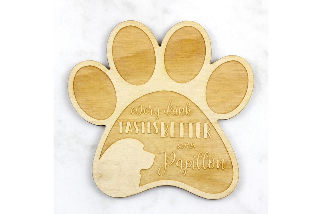 Papillon, Continental Toy Spaniel, Butterfly dog - Mug coaster, engraved coaster with dog, gift for dog lover by Art-Dog brand