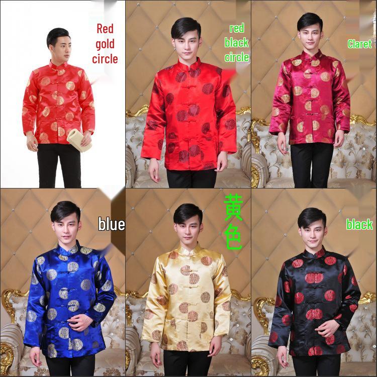 Chinese Style Tang Suit for Couples - Men's & Women's Spring/Autumn Long Sleeve Celebration Coat for Middle-Aged & Elderly