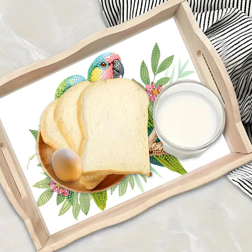 Diamond Painting Wooden Tray with Handle Diamond Art Painting Wooden Serving Tray Serving Platter for Home Dining and Parties