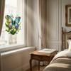 Flower Butterfly Design Window Sticker, Adhesion No Glue Waterproof Wall Decal for Living Room Bedroom Entrance Hall Home Decor