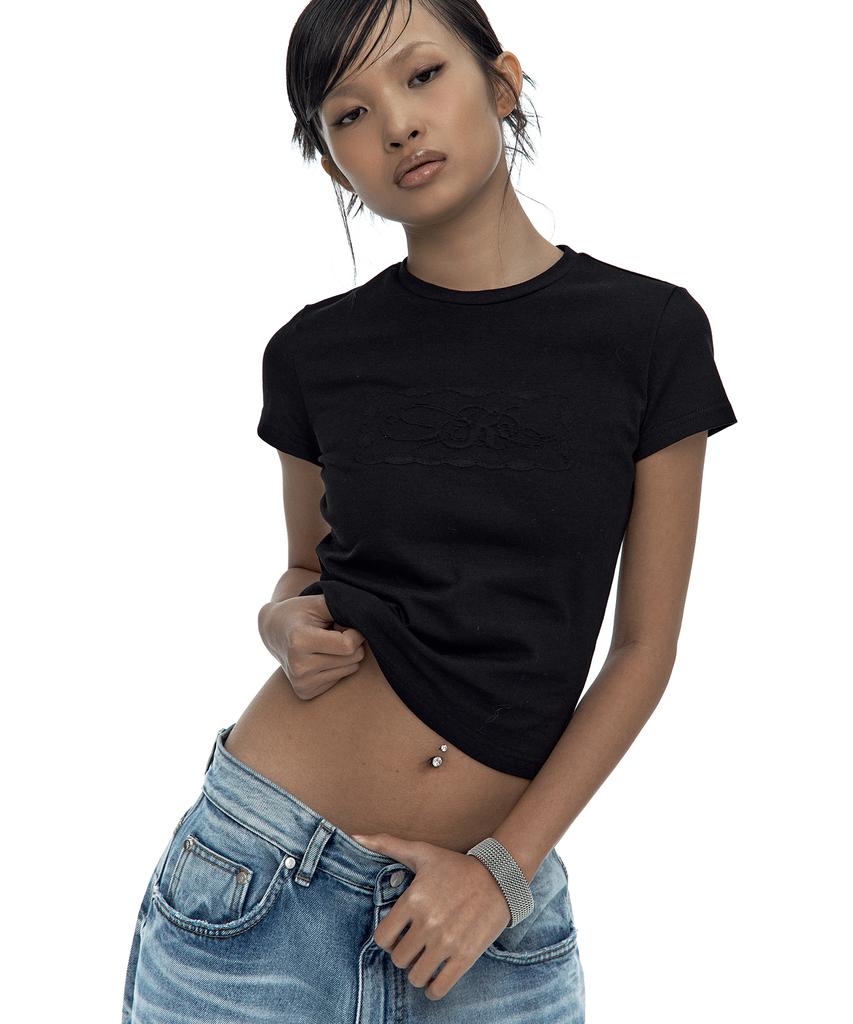 Kasiko Embossed Baby Tee Black