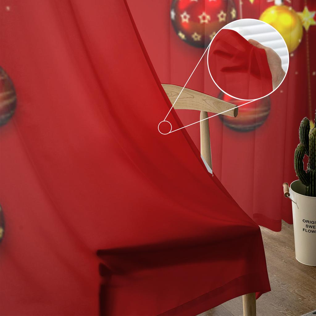 Christmas Balls And Fir Tree Branches Tulle Curtains For Living Room Bedroom Chiffon Sheer Voile Kitchen Curtain