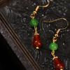 Ming & Song Style Red Agate Cloisonné Enamel Dangle Earrings - Original Chinese Design, Perfect for Ma Mian Skirt Accessories