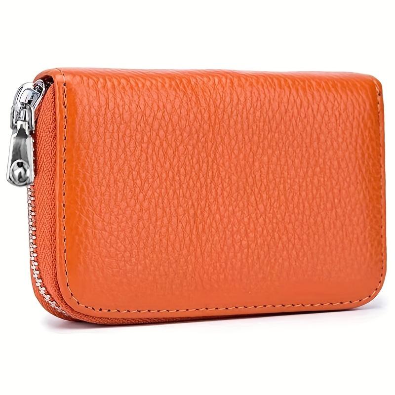 2024 Ny Stöldskyddad Borstad Korthållare Tvålagers Äkta Läder Kreditkortsplånbok med Dragkedja 14 kort Kortfack