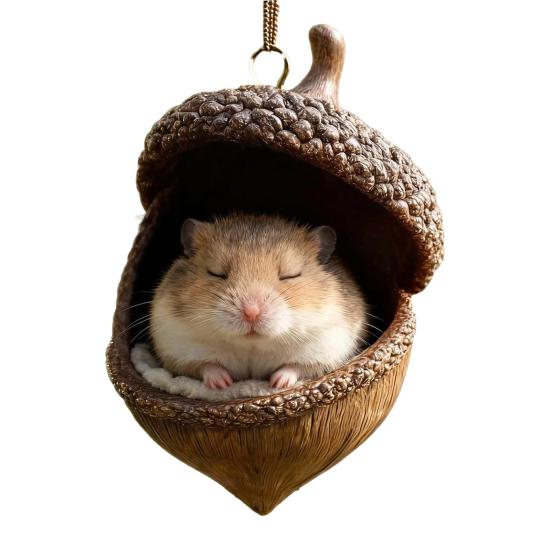 Forest Animal Acorn Hanging Ornaments Acrylic Christmas Tree Decor with Squirrel Rabbit Pony Designs 2D Flat Pendants for Holiday Gifting