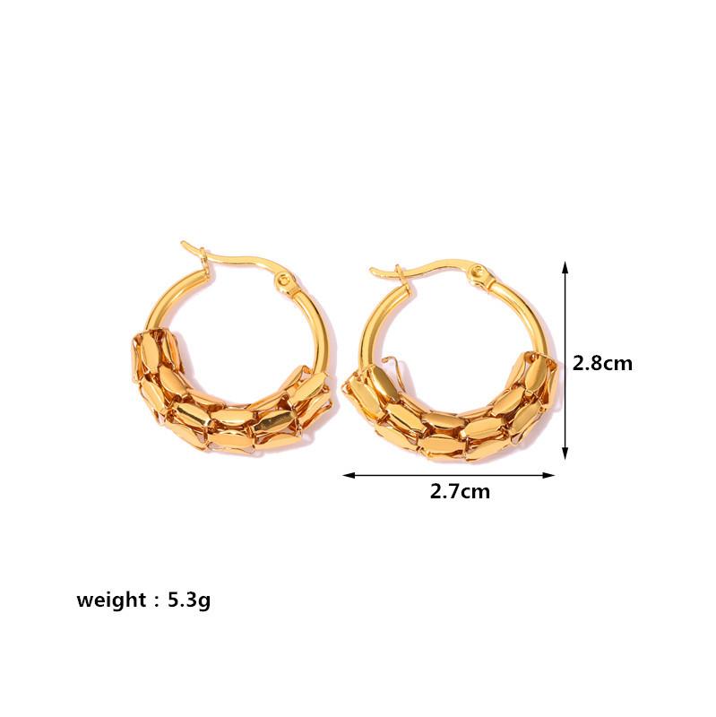 Stainless Steel Reticulate Hoop Earrings for Women Simple Fashion Party Earring Zircon Gifts