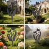 Metal Garden Stake with Bird and Floral Design Flower Bed Decor Plant Stake for Yard Lawn Rustic Garden Art Ornament Decor