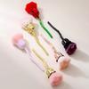 Nail Art Brush Soft Bristles Comfortable Grip Manicure Brush Artificial Fiber Wool Rose Flower Shape Nail Brush Manicure Tool