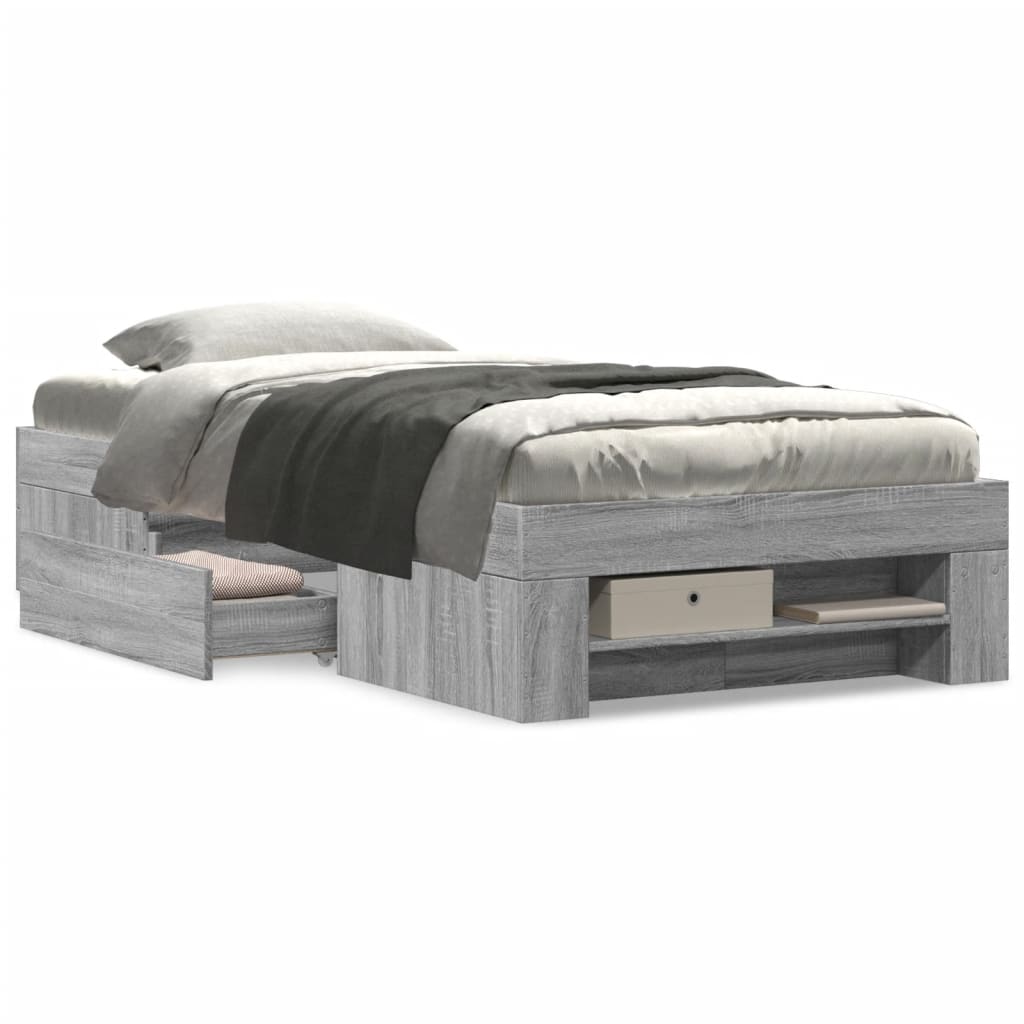 Bed Frame Gray Sonoma 75x190 cm Particleboard