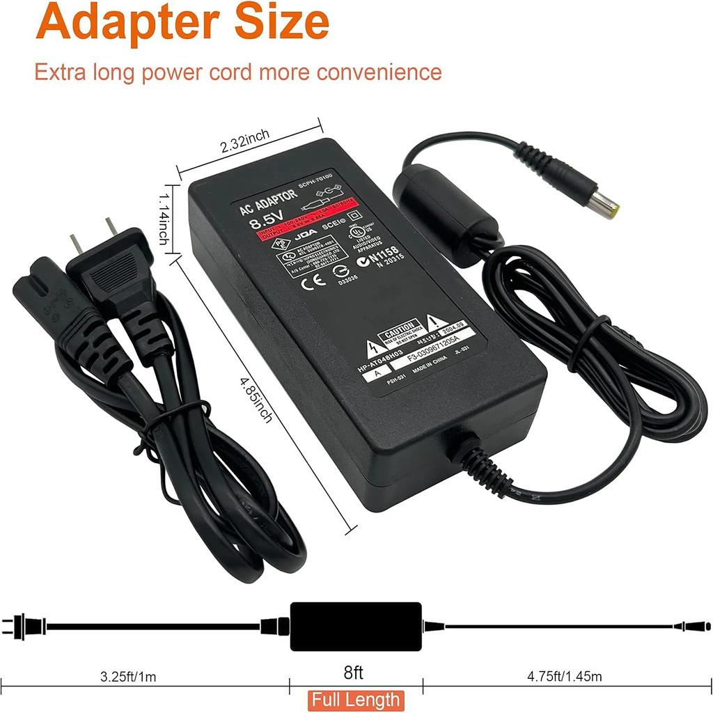 Replacement Game Console Charger 8.5V AC Power Adapter for PS2 Slim 70000 Series Replacement Charger with EU US Plug 100-240V Power Supply Cord