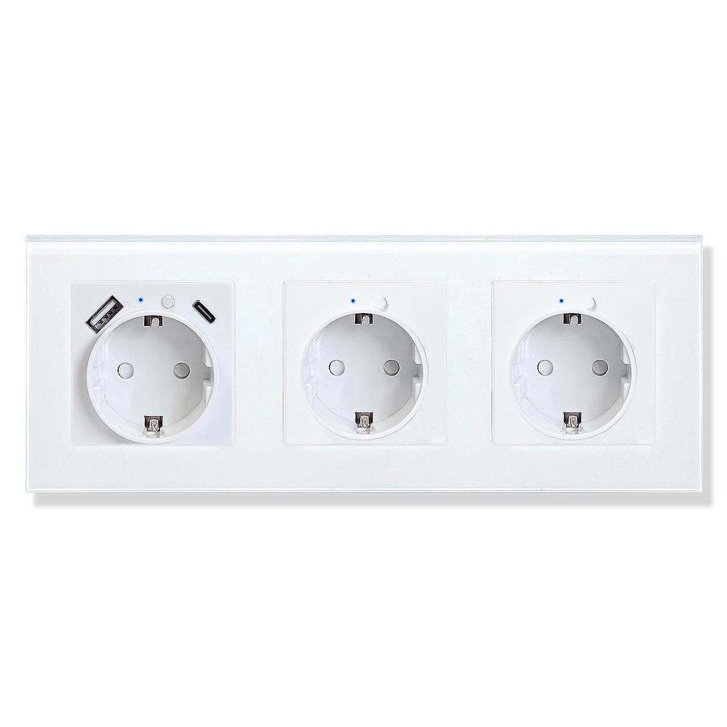 Model 153 Smart WiFi Wall Socket with Tempered Glass Panel - Alice Voice App Compatible